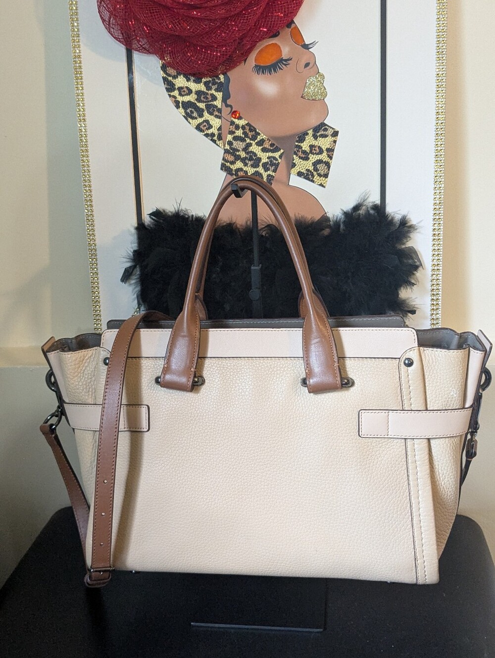 Coach Swagger Beige Satchel With Detachable Strap Two Hangtags Double Handles - Picture 2 of 16
